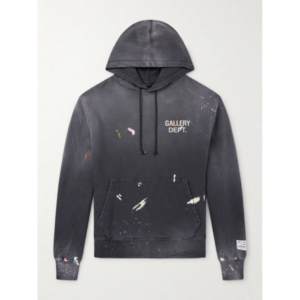 로고 프린트 페인트 스플래터 코튼 저지 후드 티셔츠 46376663162903331