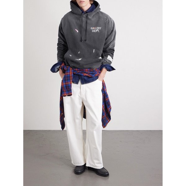 로고 프린트 페인트 스플래터 코튼 저지 후드 티셔츠 46376663162903331