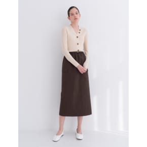 TWIN POCKET STRING SKIRT BROWN