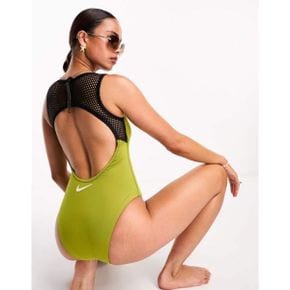 4542031 Nikeming Explore Wild keyhole back mesh swimsuit in khaki