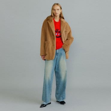 몰리올리 MOLI light fur blazer jacket [brown]