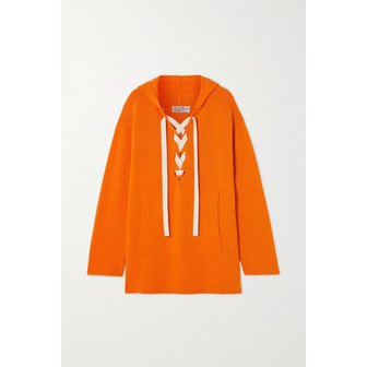 CLEMENTS RIBEIRO Dakota Baja Lace-up Striped Cashmere Hoodie 오렌지