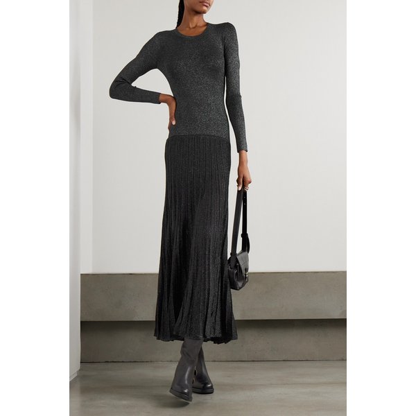 게티 플리츠 메탈릭 니트 미디 원피스 46376663162989381