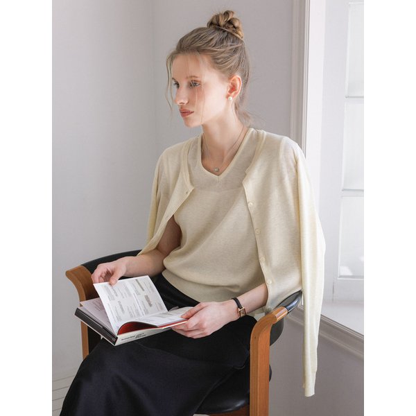 (세트) 시어 패널 니트 슬리브리스 세트_4color