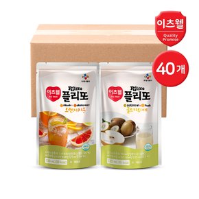 CJ이츠웰 플리또 과일주스 파우치 130ml 혼합 40개 (키위배 20+오렌지 20)