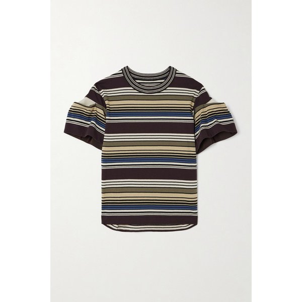 피케 패널 플리츠 스트라이프 코튼 티셔츠 멀티 46376663162958849