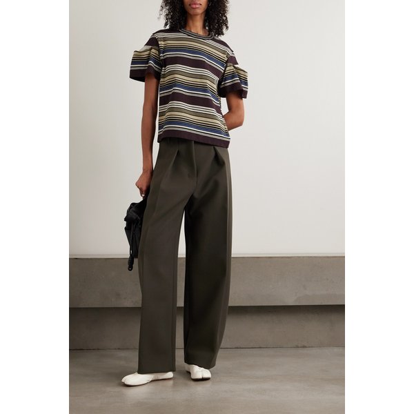 피케 패널 플리츠 스트라이프 코튼 티셔츠 멀티 46376663162958849