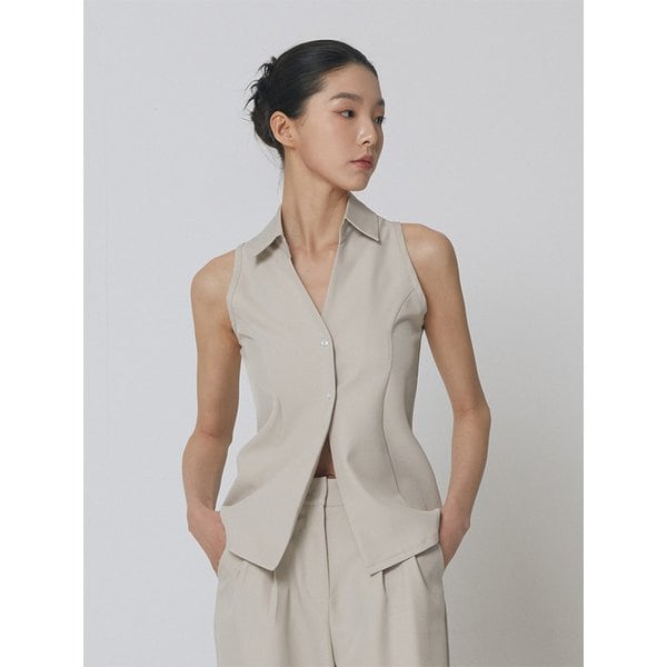 테일러드 슬리브리스 셔츠_아이보리