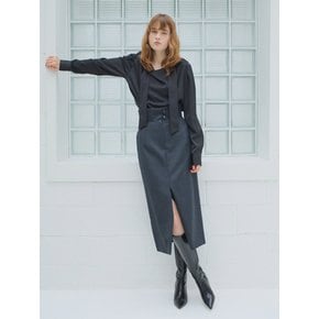 HIGH WAIST WOOL SKIRT / DARK GREY