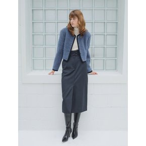 HIGH WAIST WOOL SKIRT / DARK GREY