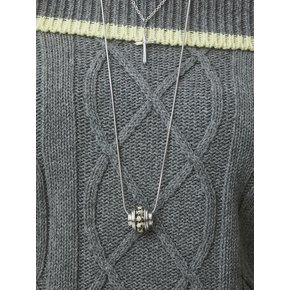 CYLINDER DALMATIAN JASPER PENDANT NECKLACE