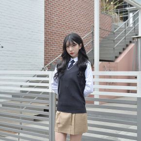 교복몰 보풀방지 그레이화이트라인 롱조끼 여자  교복_P351874220
