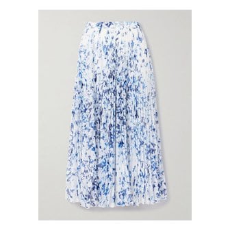 프로엔자 스쿨러 프로엔자슐러 세실리 플리츠 프린트 크레퐁 미디 스커트 블루 46376663162891487