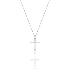 FLEURIE CROSS PENDANT SILVER_WHITE / 62922031155