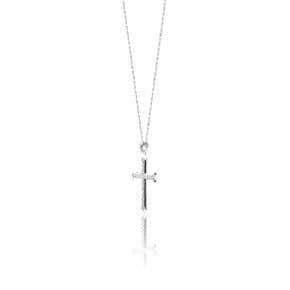 FLEURIE CROSS PENDANT SILVER_WHITE / 62922031155