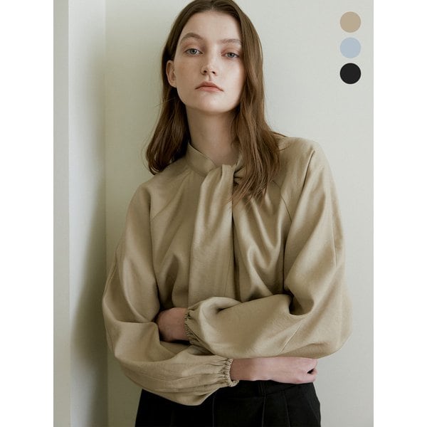 comos 1045 high neck scarf drapping blouse (3color)