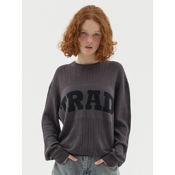 트래드 로고 크로셰 긴팔 니트 3컬러