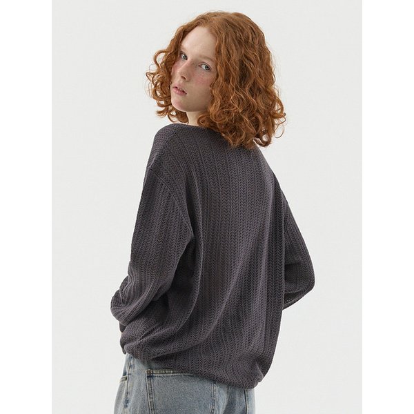 트래드 로고 크로셰 긴팔 니트 3컬러