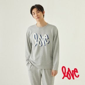 남 LOVE_소프트 스웨트 라운드넥 긴팔 파자마 티셔츠 J203101112081