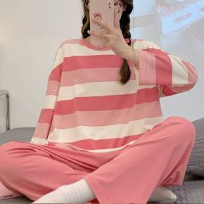 / NT1248 캐주얼 단가라 긴팔 잠옷 세트
