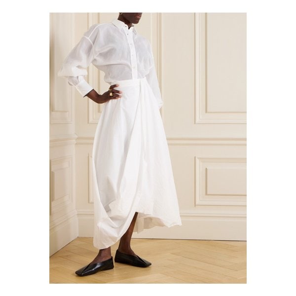 브루넬로쿠치넬리 비즈 장식 개더 코튼 보일 셔츠 화이트 1647597355286134