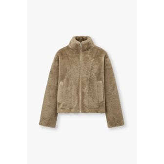 VOV [부산점] 보브)) 하이넥 신세틱 퍼 크롭 집업 자켓 (7125475506)