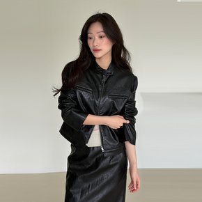르제로 레더 집업 자켓 / 블랙