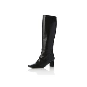 MD1075 Square Toe Long Boots-Black