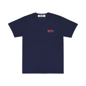 Play Comme des Garcons (W) 플레이 꼼데가르송 더블 하트 티셔츠 네이비