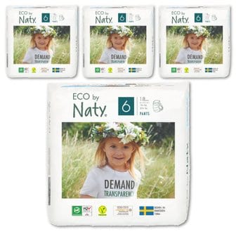 네띠 [Eco by Naty] 네띠 친환경 팬티 기저귀 6단계 18매 x 4팩