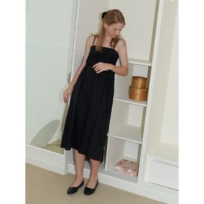 romantic shirring Sleeveless Dress - black