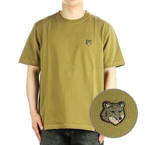 24SS (MM00127KJ0118 KHAKI GREEN) 남성 볼드 폭스 헤드 반팔 티셔츠