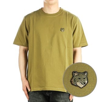 메종키츠네 24SS (MM00127KJ0118 KHAKI GREEN) 남성 볼드 폭스 헤드 반팔 티셔츠