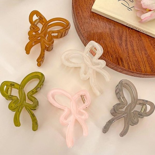 [옷자락] 여자 데일리 나비 버터플라이 투명 집게핀 5개 세트