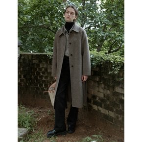 Handmade herringbone belt coat (BROWN)