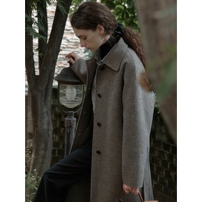 Handmade herringbone belt coat (BROWN)