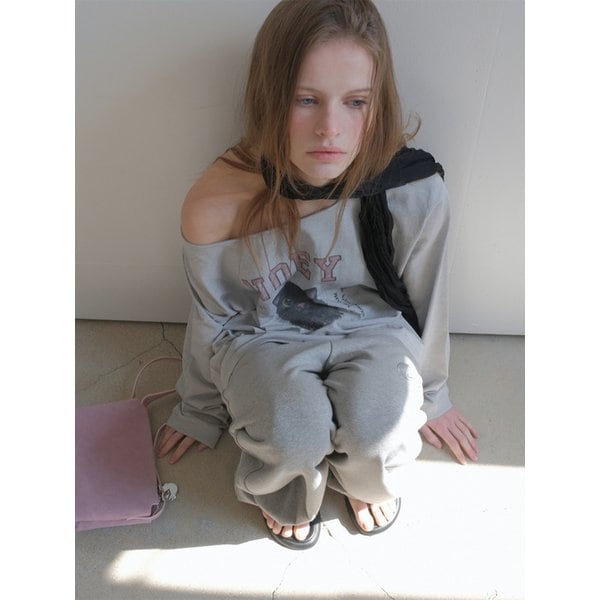 언발 캣 워싱 티셔츠(Gray)