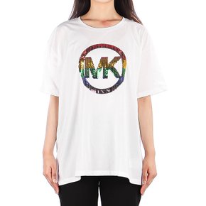 (MU250SW97J 100) 여성 레인보우 로고 반팔 티셔츠