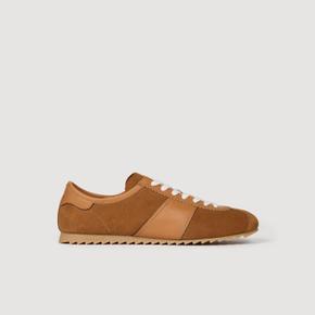 가죽과 스웨이드 로우탑 스니커즈 Cognac SHACH01365