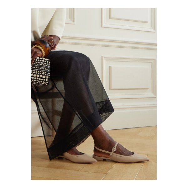 가죽 포인트 토 메리 제인 슬링백 플랫 샌드 46376663162842878