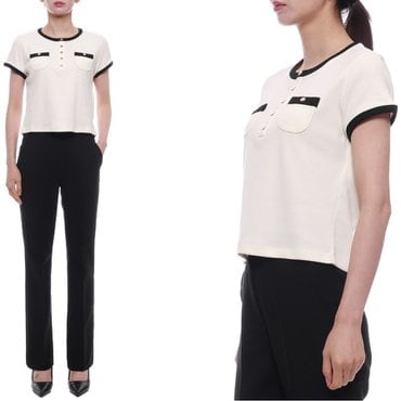 셀린느 25SS 여성 코튼 저지 크롭 반팔티셔츠 (RX07H0Q12 01CB 25S)