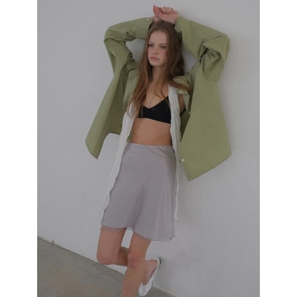 레이어링 새틴 밴딩 스커트 (gray)