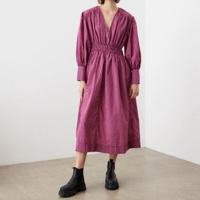 Seersucker Gathered Midi Dress F6713 가니 시어서커 미디 원피스