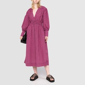 Seersucker Gathered Midi Dress F6713 가니 시어서커 미디 원피스