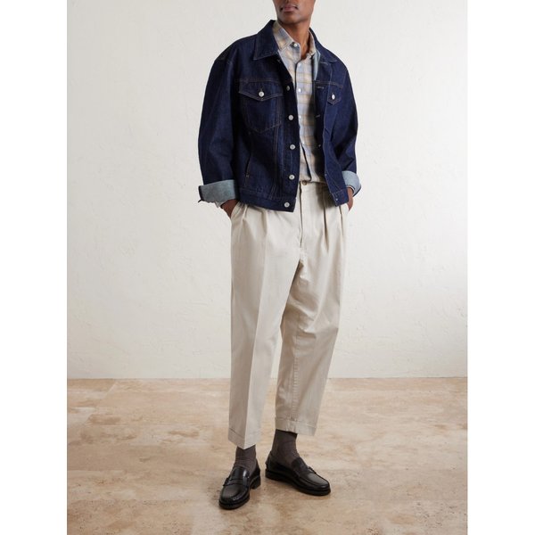 빔스 플리츠 테이퍼드 코튼 블렌드 트윌 팬츠 46376663162982641