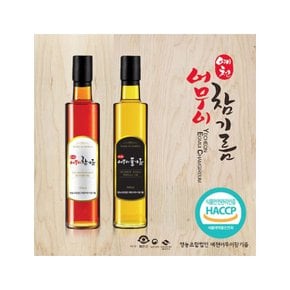 예천 어무이 국산 참기름 미송나무 4호 선물세트(참기름300ml+들기름300ml)