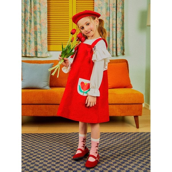하트튤립 유아 아동 여아 원피스 슬리브리스