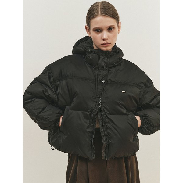 HOODED COZY SHORT PUFFER PADDING_BLACK