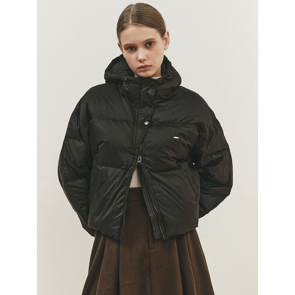 HOODED COZY SHORT PUFFER PADDING_BLACK