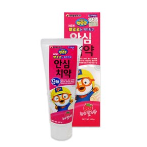 뽀로로 어린이 유아 무불소 안심 치약 딸기향 80g x 1개 어린이집 캐릭터 양치